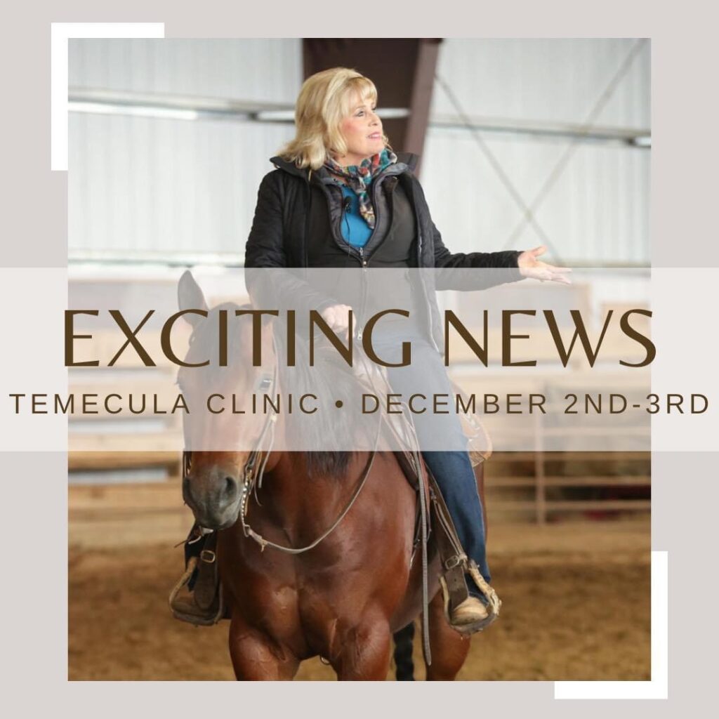 Dana Hokana is hosting a clinic at her ranch in Temecula, California December 2-3rd, 2023 and she a few riding spots still available.